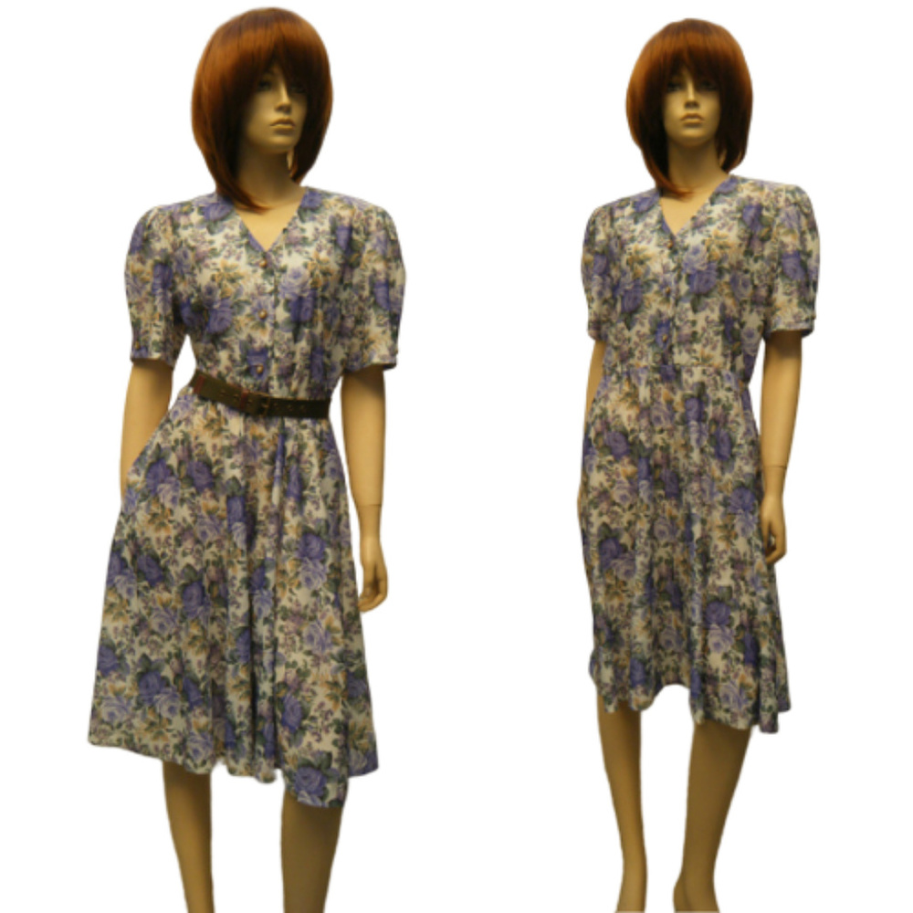 70s - 80s Semi Sheer Purple Roses "California Look" Faeriecore Balletcore